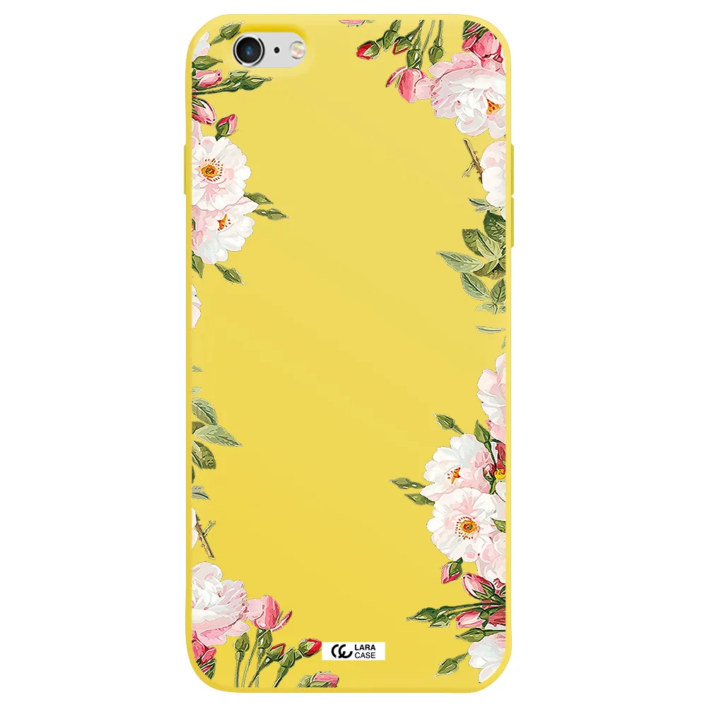 Watercolor Floral Frame Apple iPhone 6 plus Silicone canary yellow Case