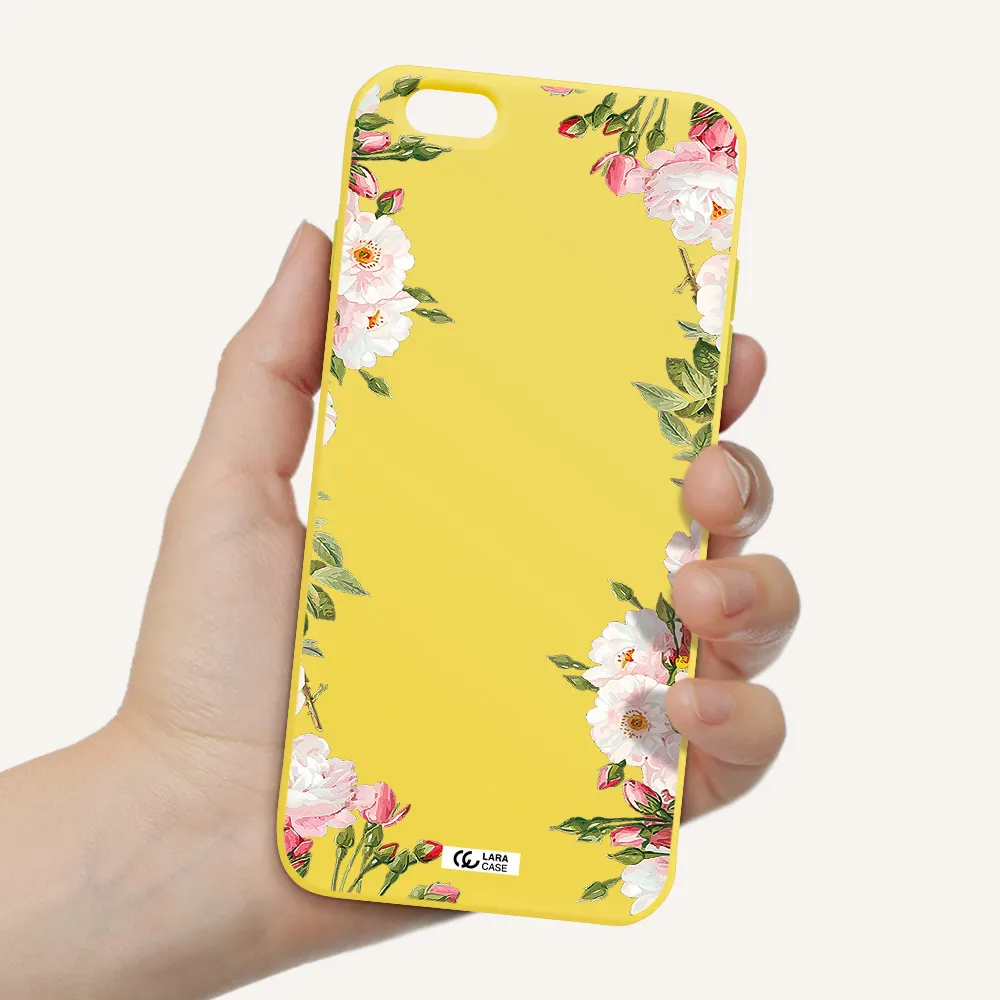 Watercolor Floral Frame Apple iPhone 6 plus Silicone canary yellow Case