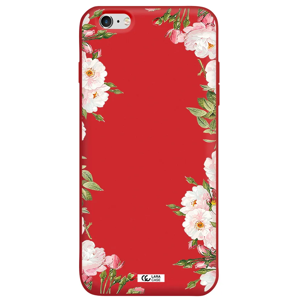 Watercolor Floral Frame Apple iPhone 6 plus Silicone Imperial Red Case
