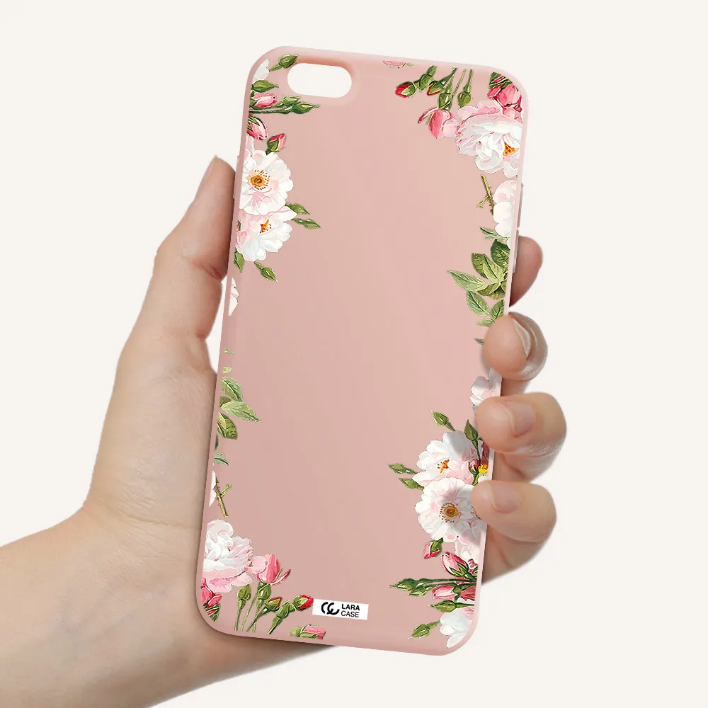 Watercolor Floral Frame Apple iPhone 6 plus Silicone pastel pink Case