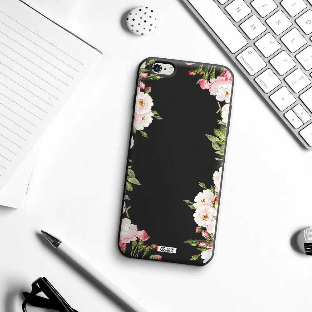 Watercolor Floral Frame Apple iPhone 6 s plus Silicone black Case