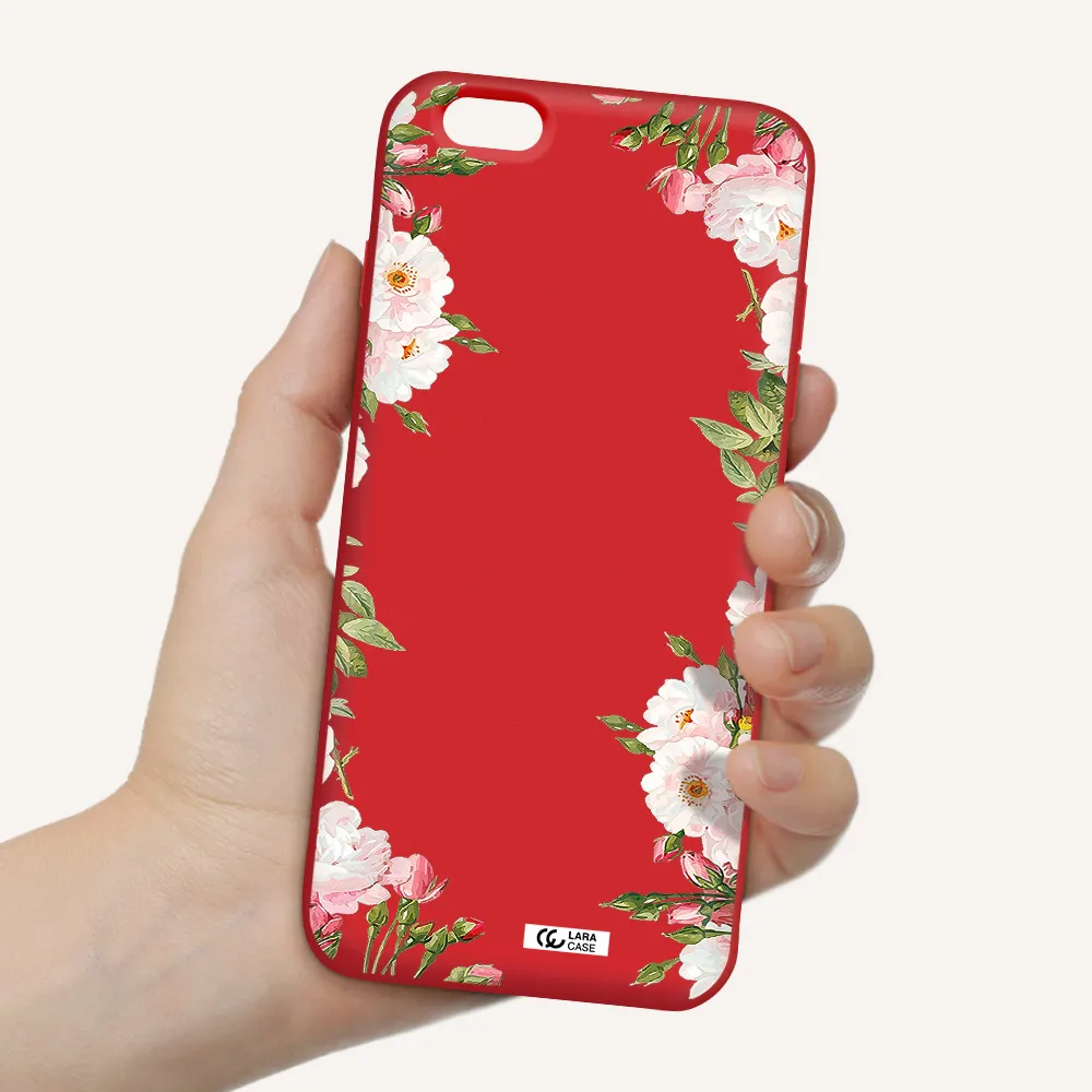 Watercolor Floral Frame Apple iPhone 6 s plus Silicone Imperial Red Case