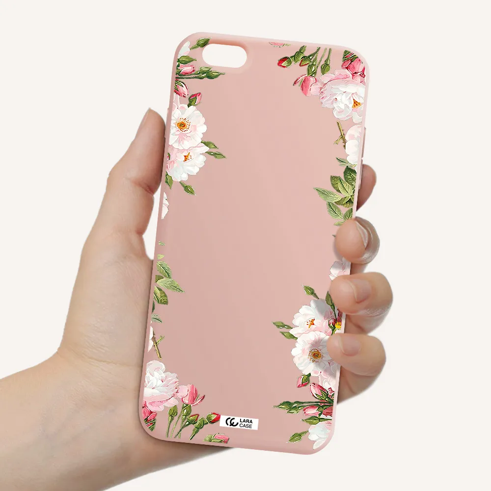 Watercolor Floral Frame Apple iPhone 6 s plus Silicone pastel pink Case