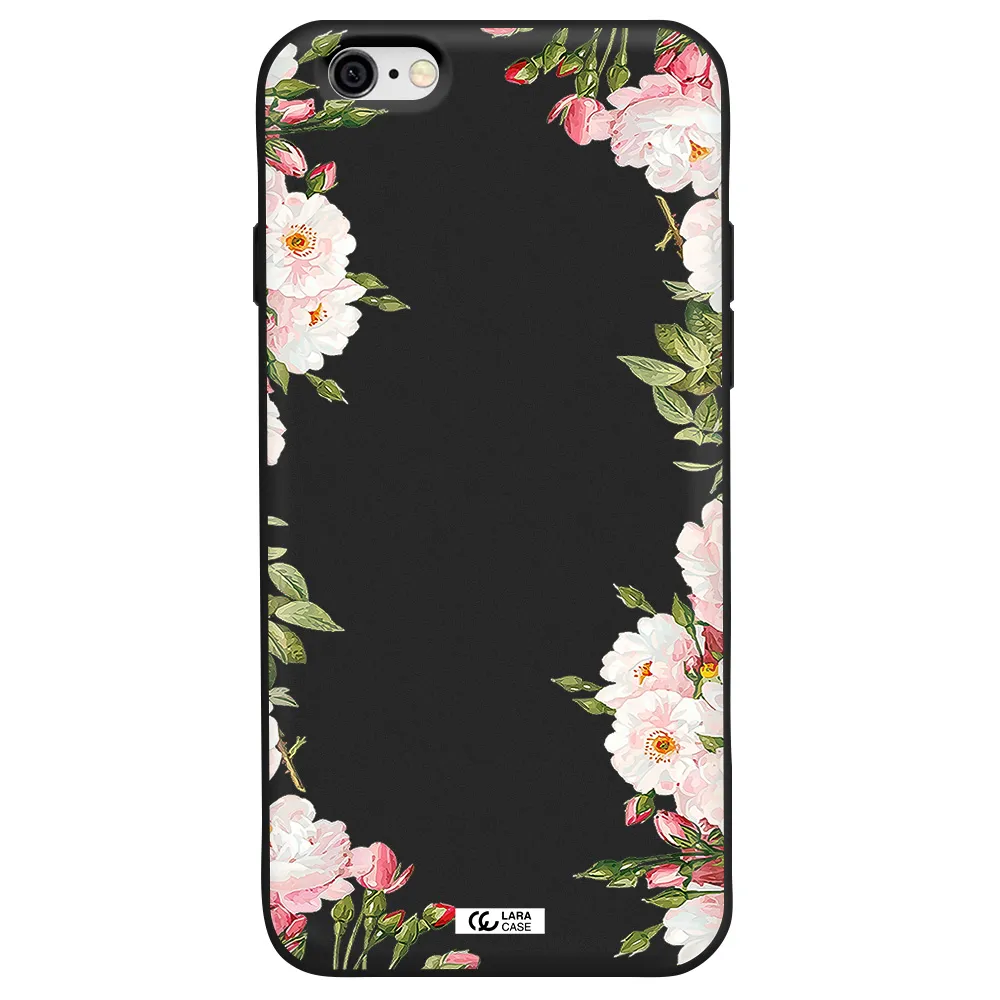 Watercolor Floral Frame Apple iPhone 6 Silicone black Case