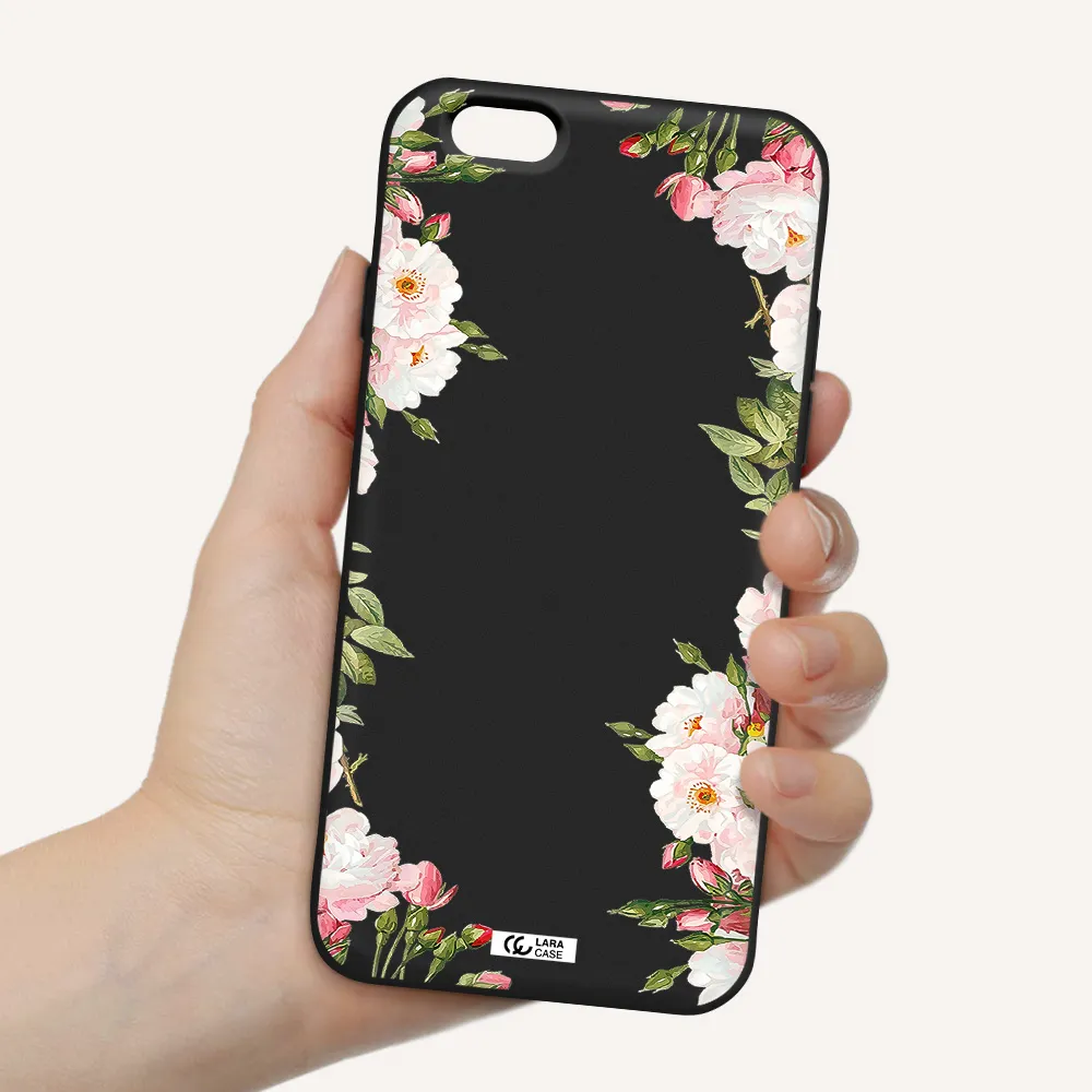 Watercolor Floral Frame Apple iPhone 6 Silicone black Case
