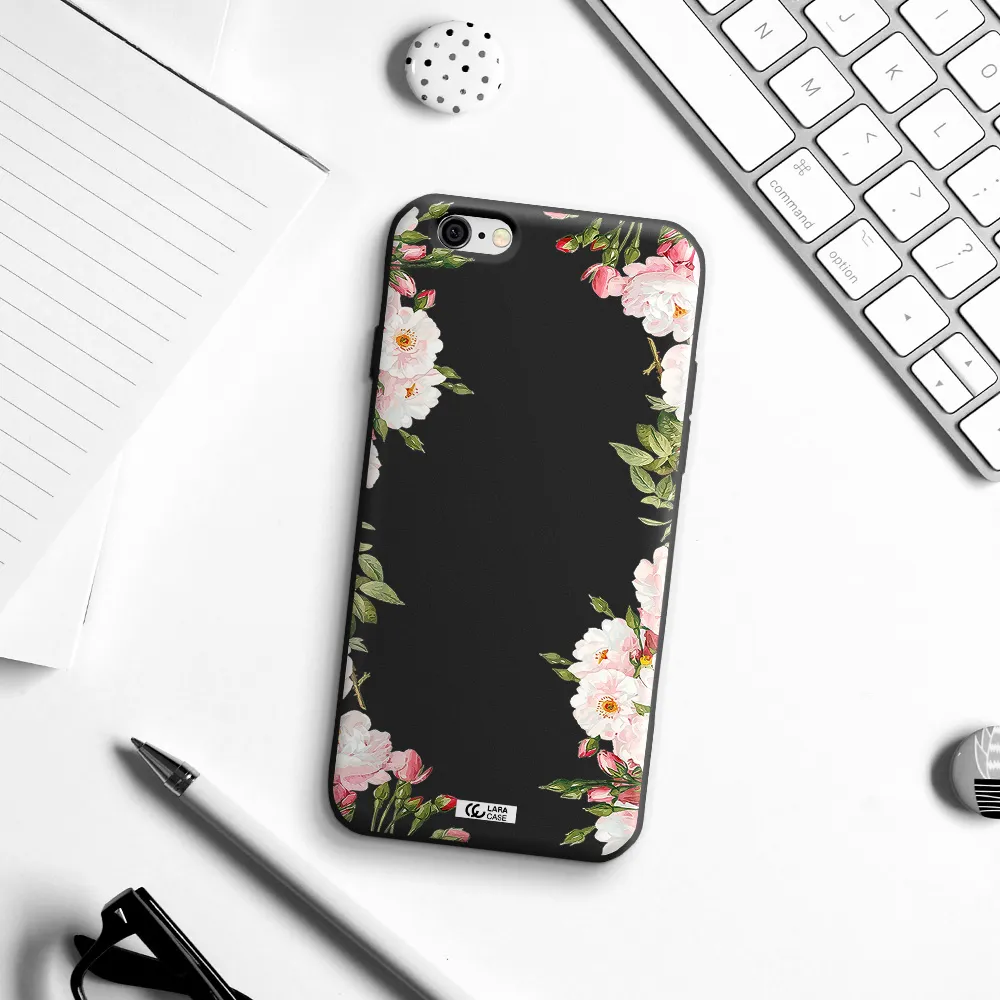 Watercolor Floral Frame Apple iPhone 6 Silicone black Case