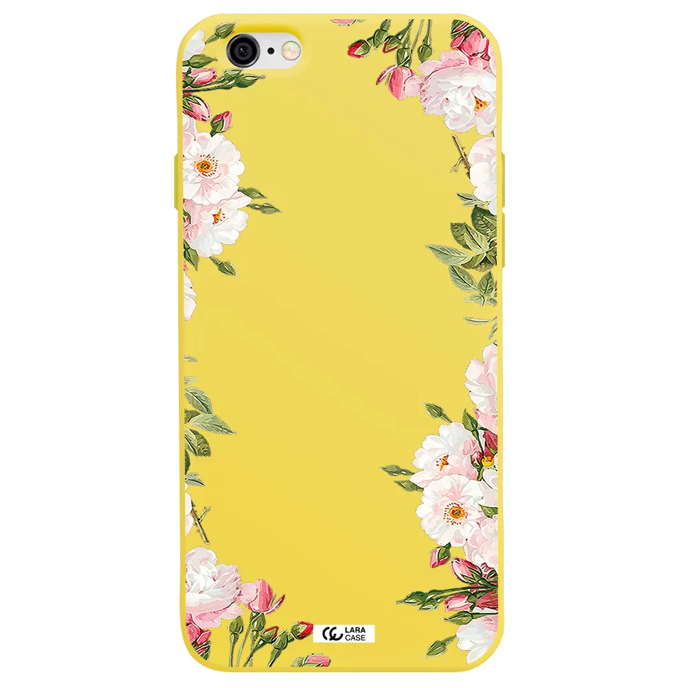Watercolor Floral Frame Apple iPhone 6 Silicone canary yellow Case