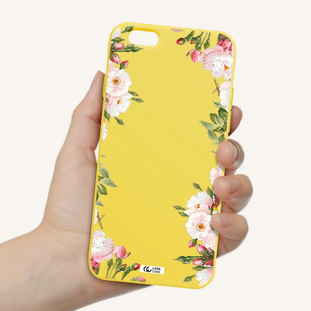 Watercolor Floral Frame Apple iPhone 6 Silicone canary yellow Case