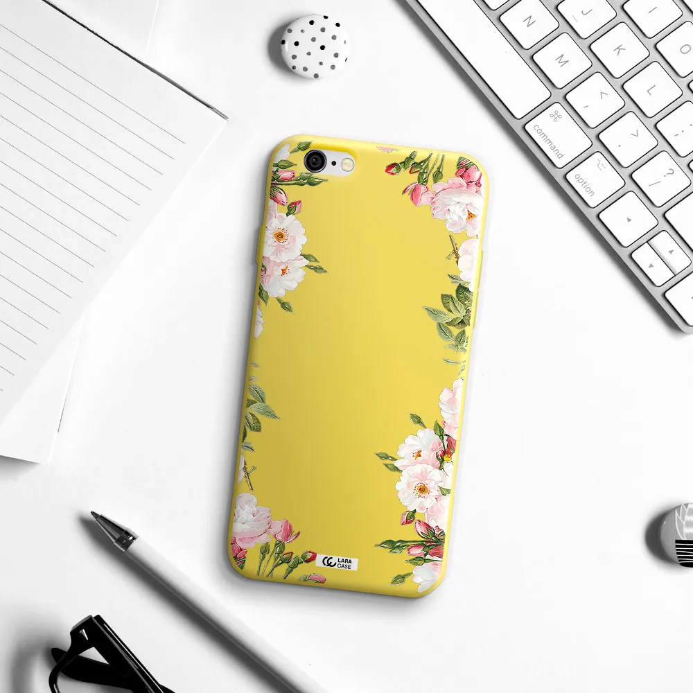 Watercolor Floral Frame Apple iPhone 6 Silicone canary yellow Case
