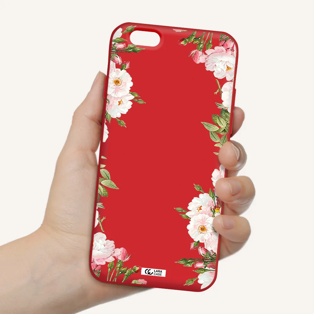 Watercolor Floral Frame Apple iPhone 6 Silicone Imperial Red Case