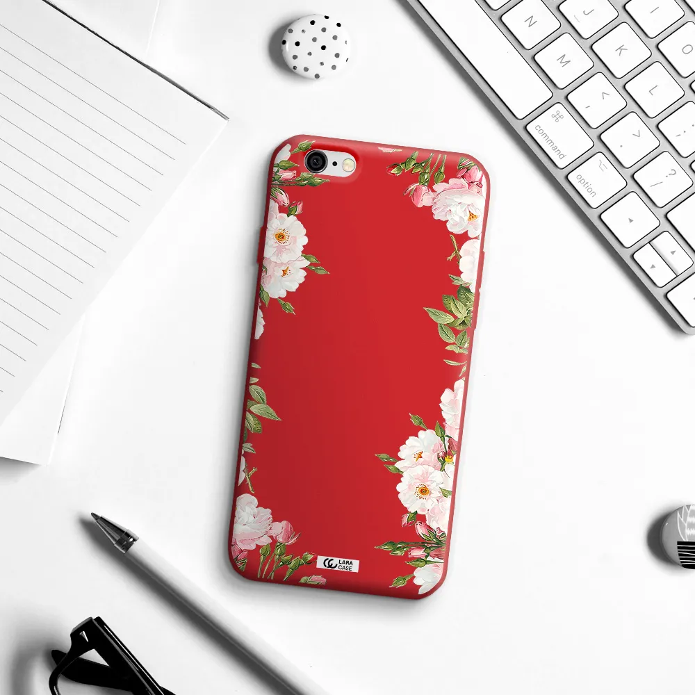 Watercolor Floral Frame Apple iPhone 6 Silicone Imperial Red Case