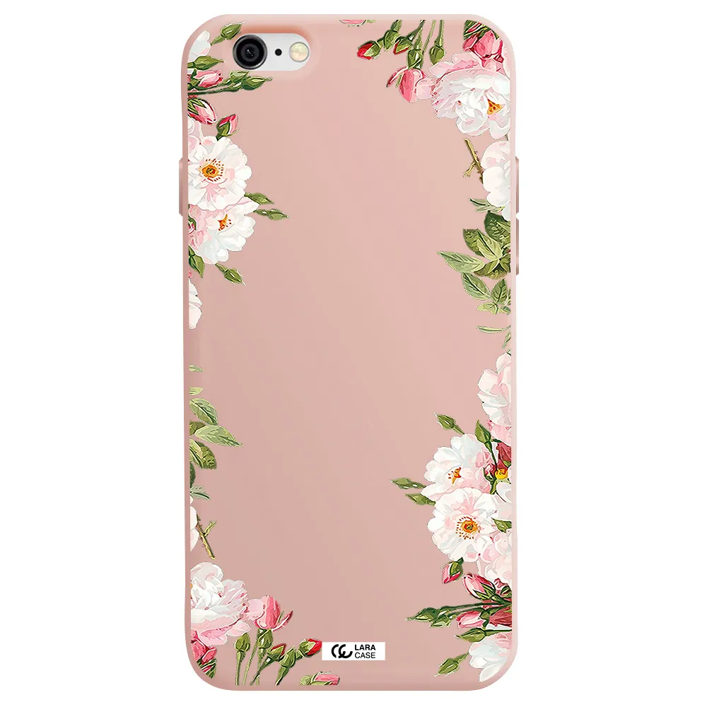 Watercolor Floral Frame Apple iPhone 6 Silicone pastel pink Case