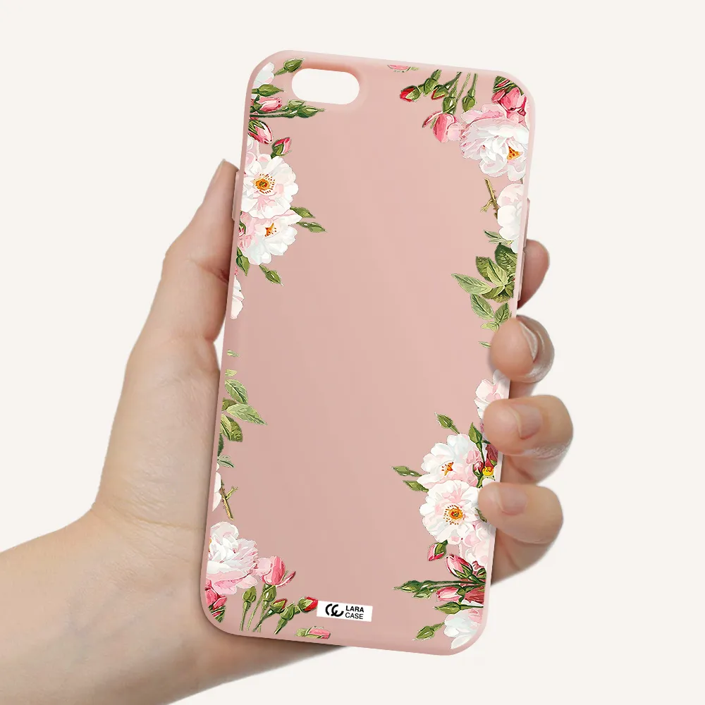 Watercolor Floral Frame Apple iPhone 6 Silicone pastel pink Case