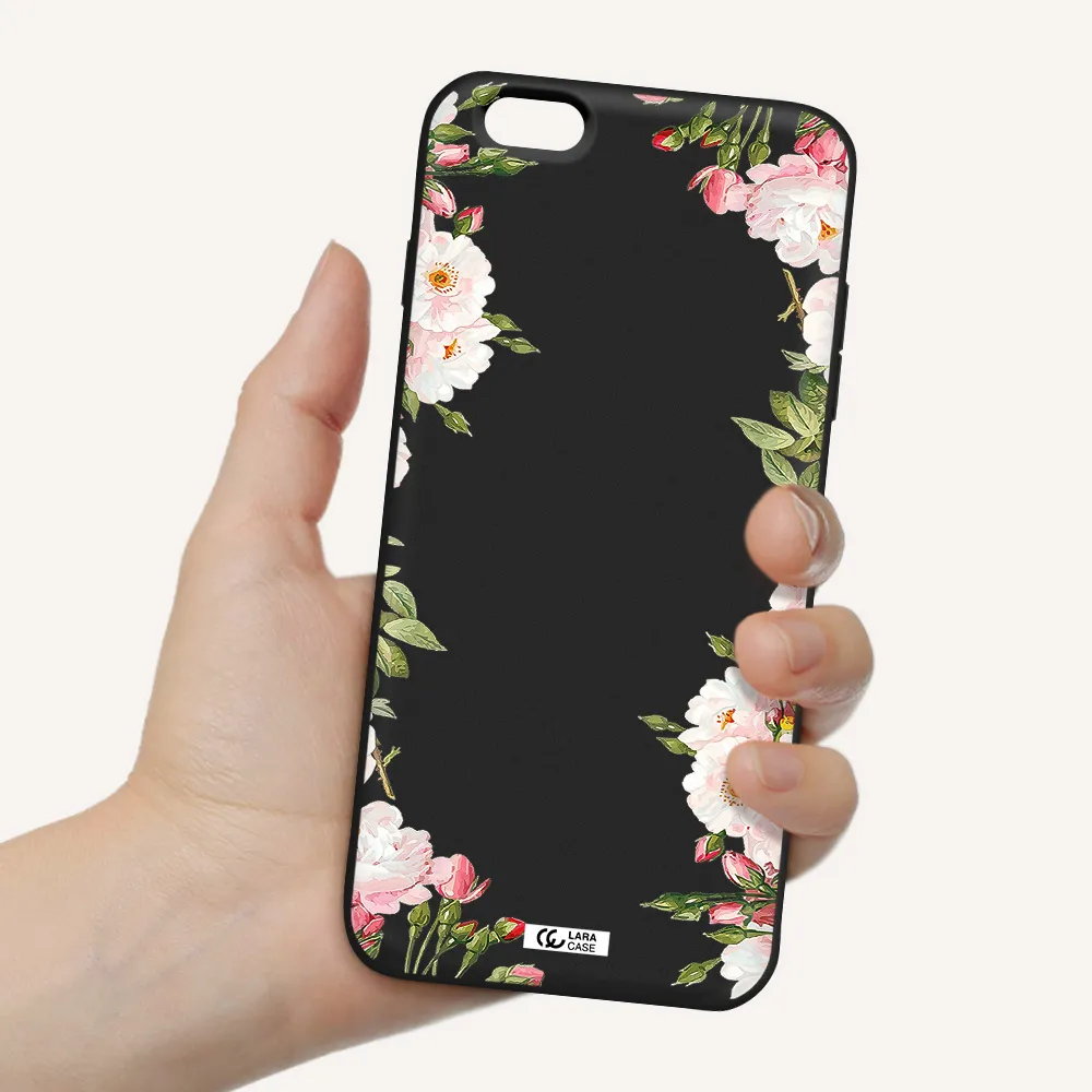 Watercolor Floral Frame Apple iPhone 6S Silicone black Case