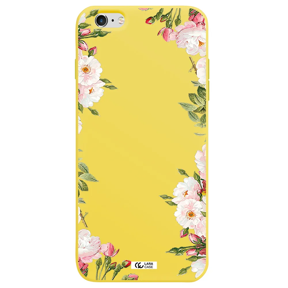 Watercolor Floral Frame Apple iPhone 6S Silicone canary yellow Case