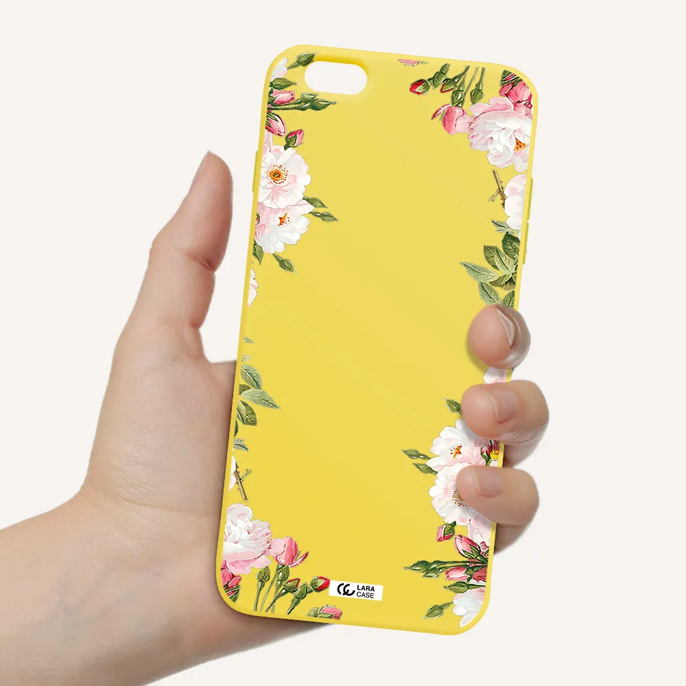 Watercolor Floral Frame Apple iPhone 6S Silicone canary yellow Case