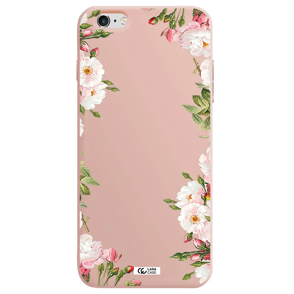 Watercolor Floral Frame Apple iPhone 6S Silicone pastel pink Case