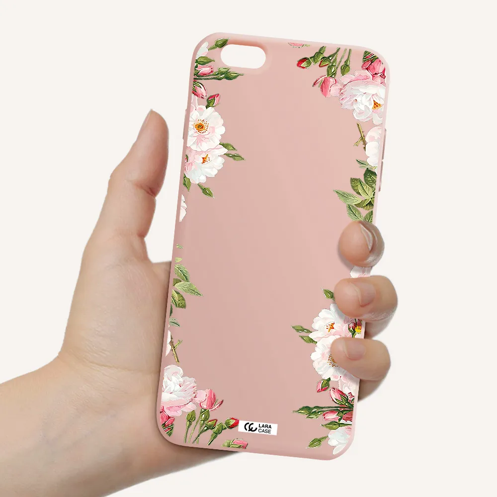 Watercolor Floral Frame Apple iPhone 6S Silicone pastel pink Case