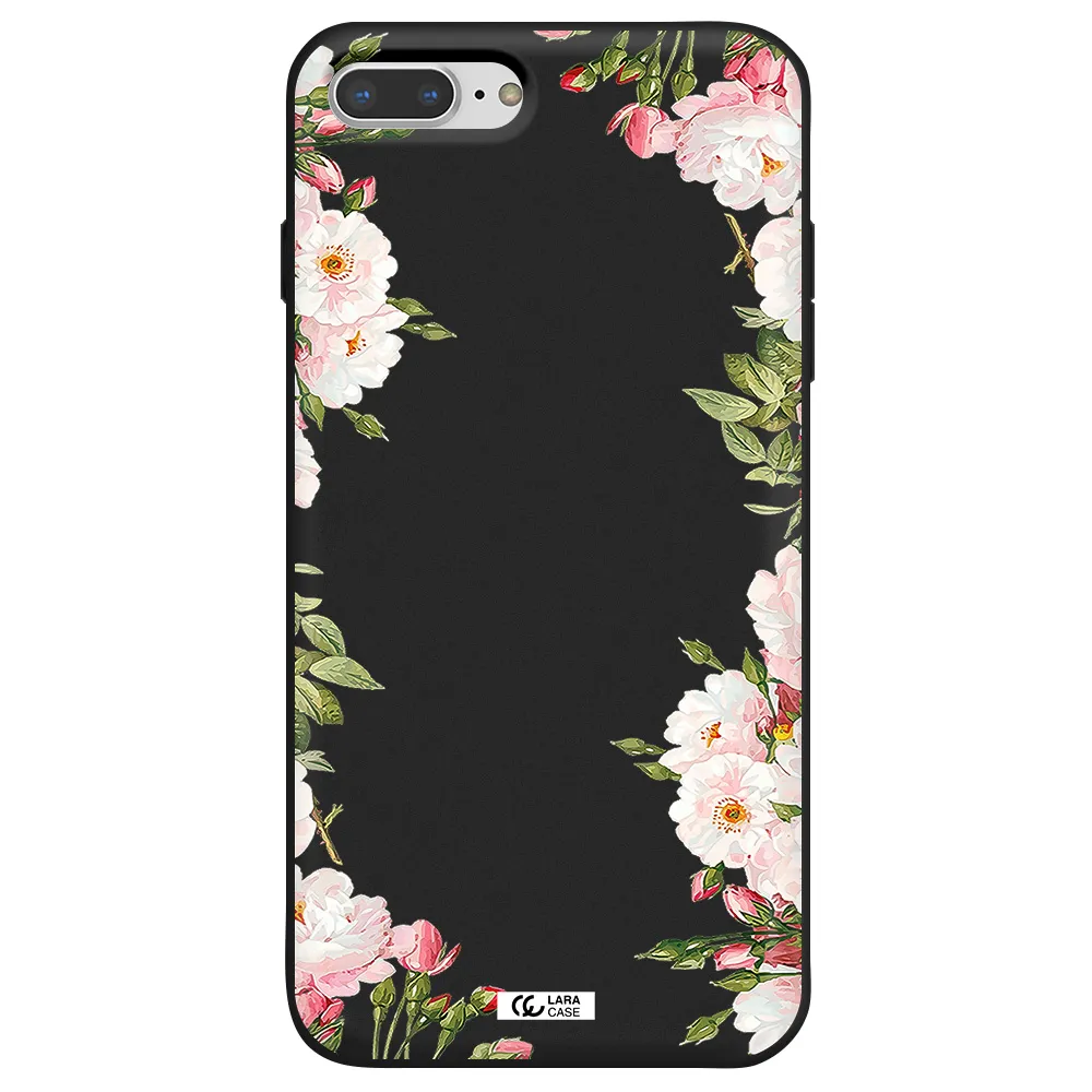 Watercolor Floral Frame Apple iPhone 7 plus Silicone black Case