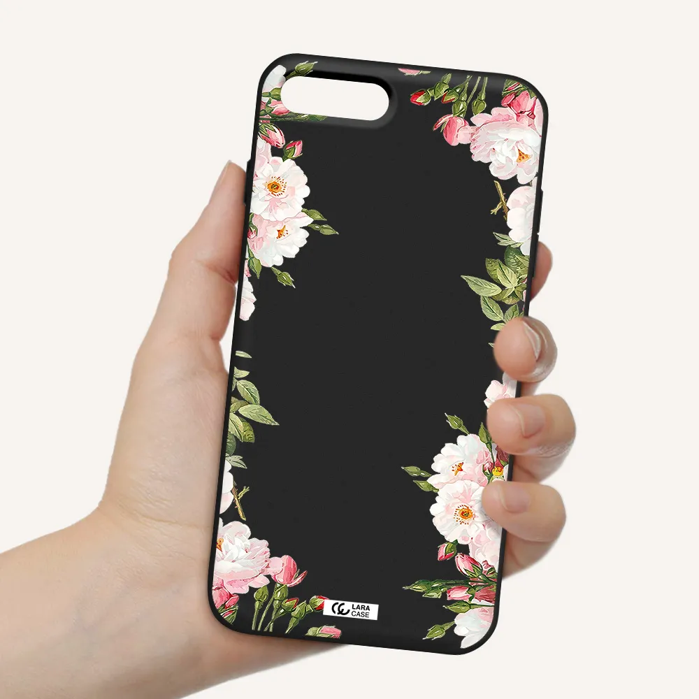 Watercolor Floral Frame Apple iPhone 7 plus Silicone black Case