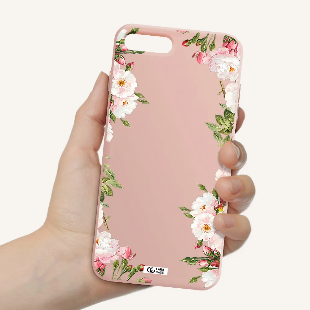 Watercolor Floral Frame Apple iPhone 7 plus Silicone pastel pink Case