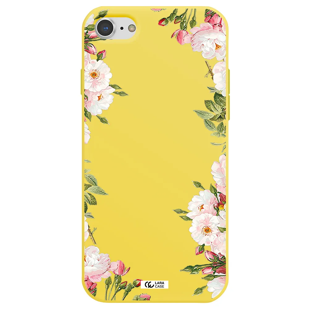 Watercolor Floral Frame Apple iPhone 7 Silicone canary yellow Case
