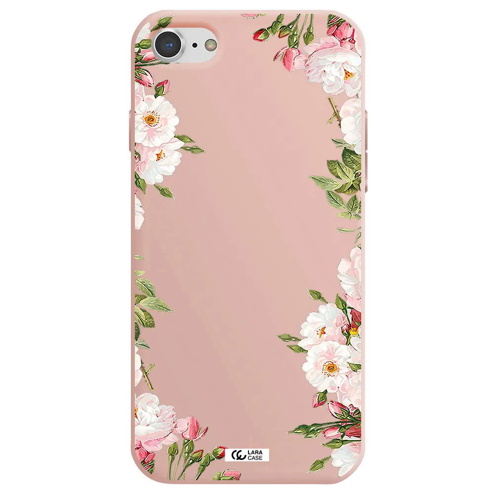 Watercolor Floral Frame Apple iPhone 7 Silicone pastel pink Case