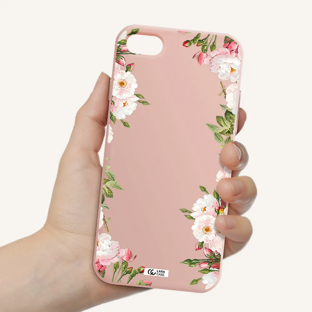 Watercolor Floral Frame Apple iPhone 7 Silicone pastel pink Case