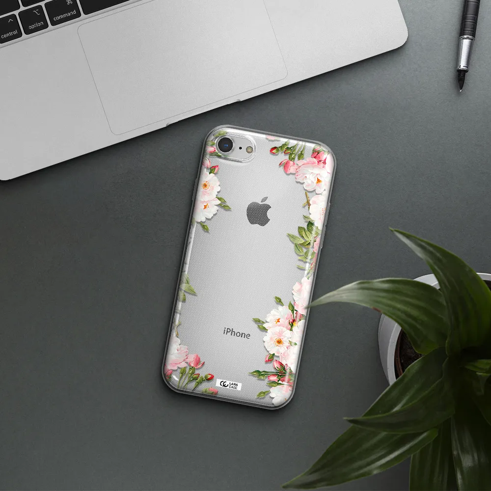 Watercolor Floral Frame Apple iPhone 8 Clear TPU Case