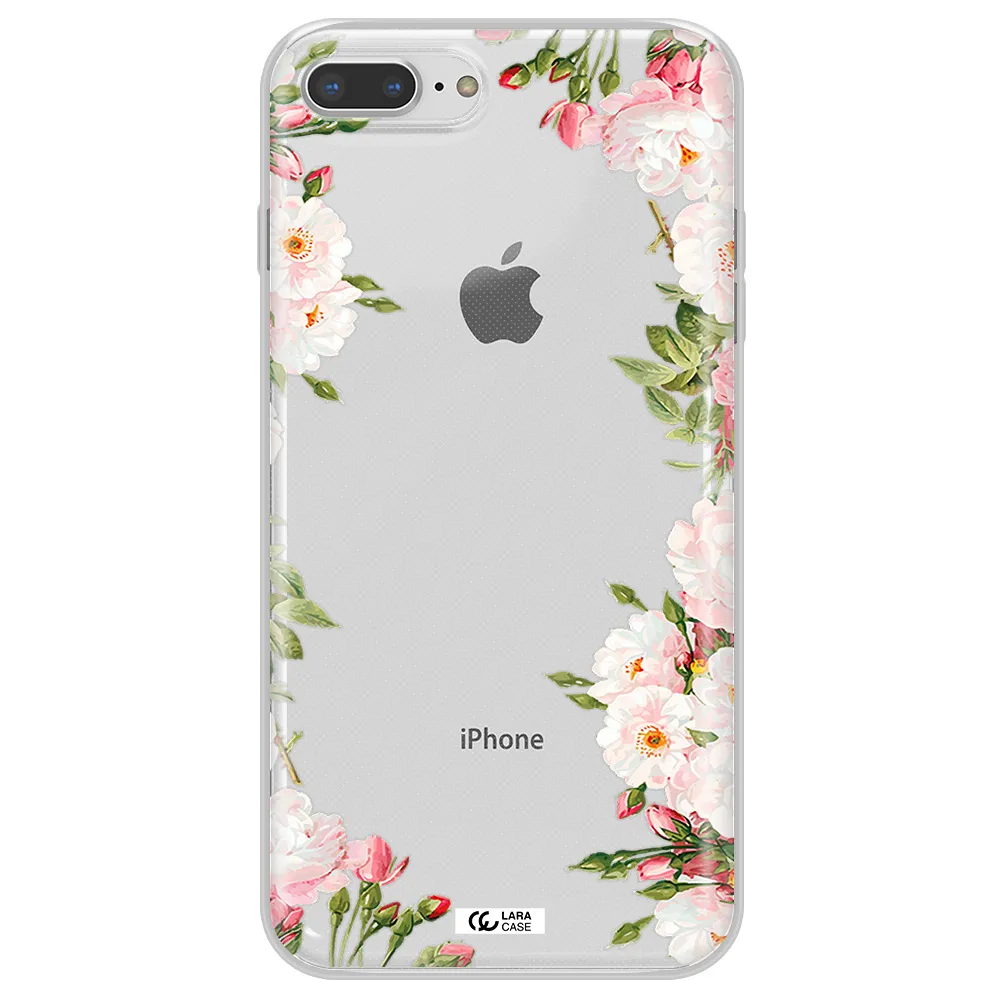 Watercolor Floral Frame Apple iPhone 8 plus Clear TPU Case