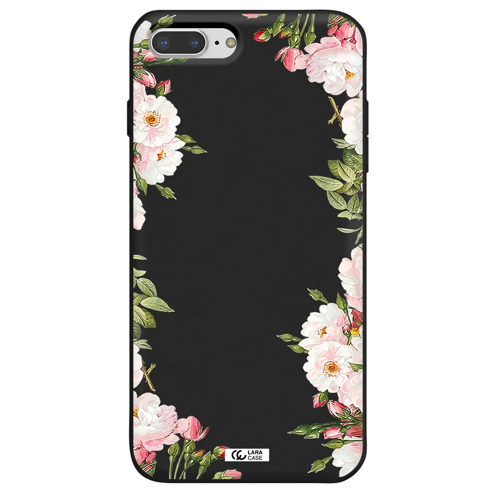 Watercolor Floral Frame Apple iPhone 8 plus Silicone black Case
