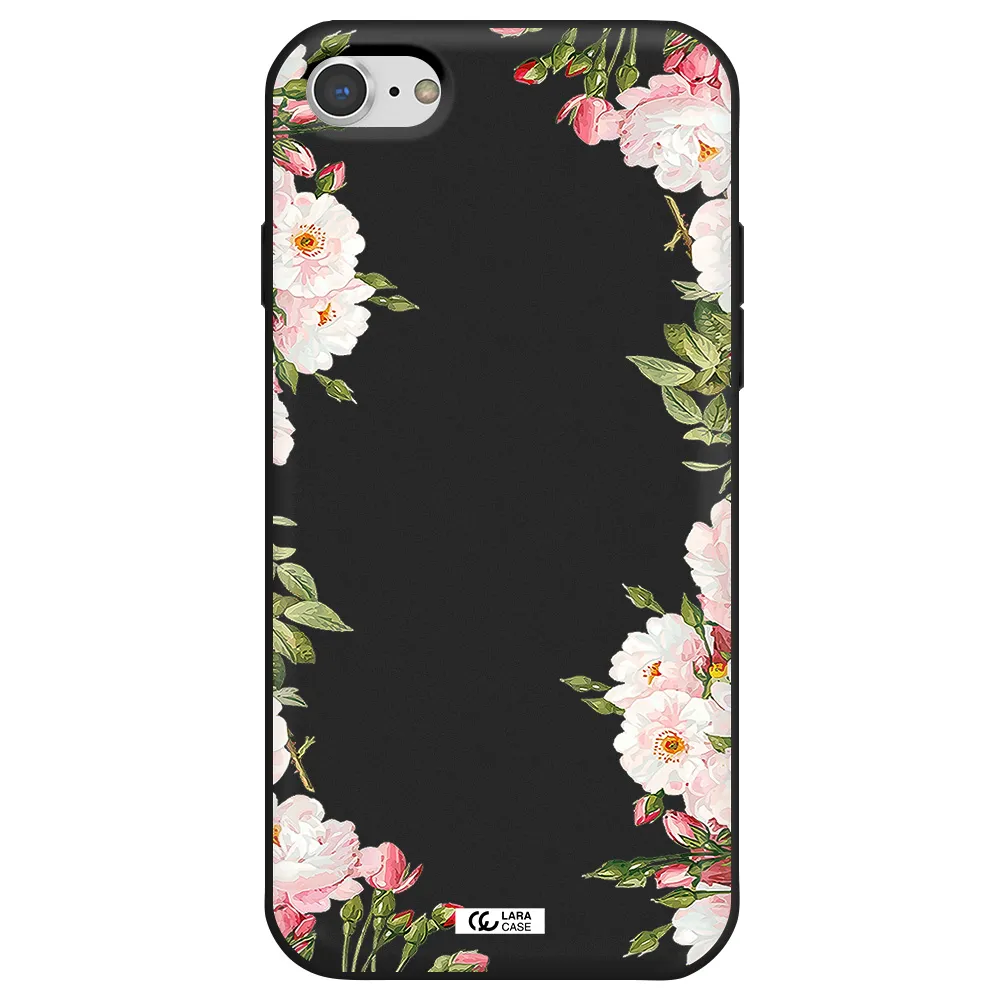 Watercolor Floral Frame Apple iPhone 8 Silicone black Case