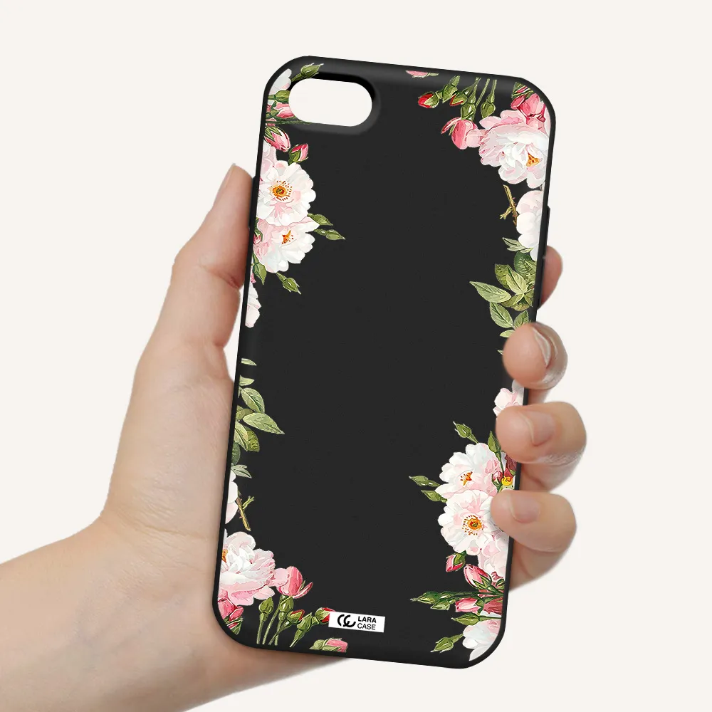 Watercolor Floral Frame Apple iPhone 8 Silicone black Case