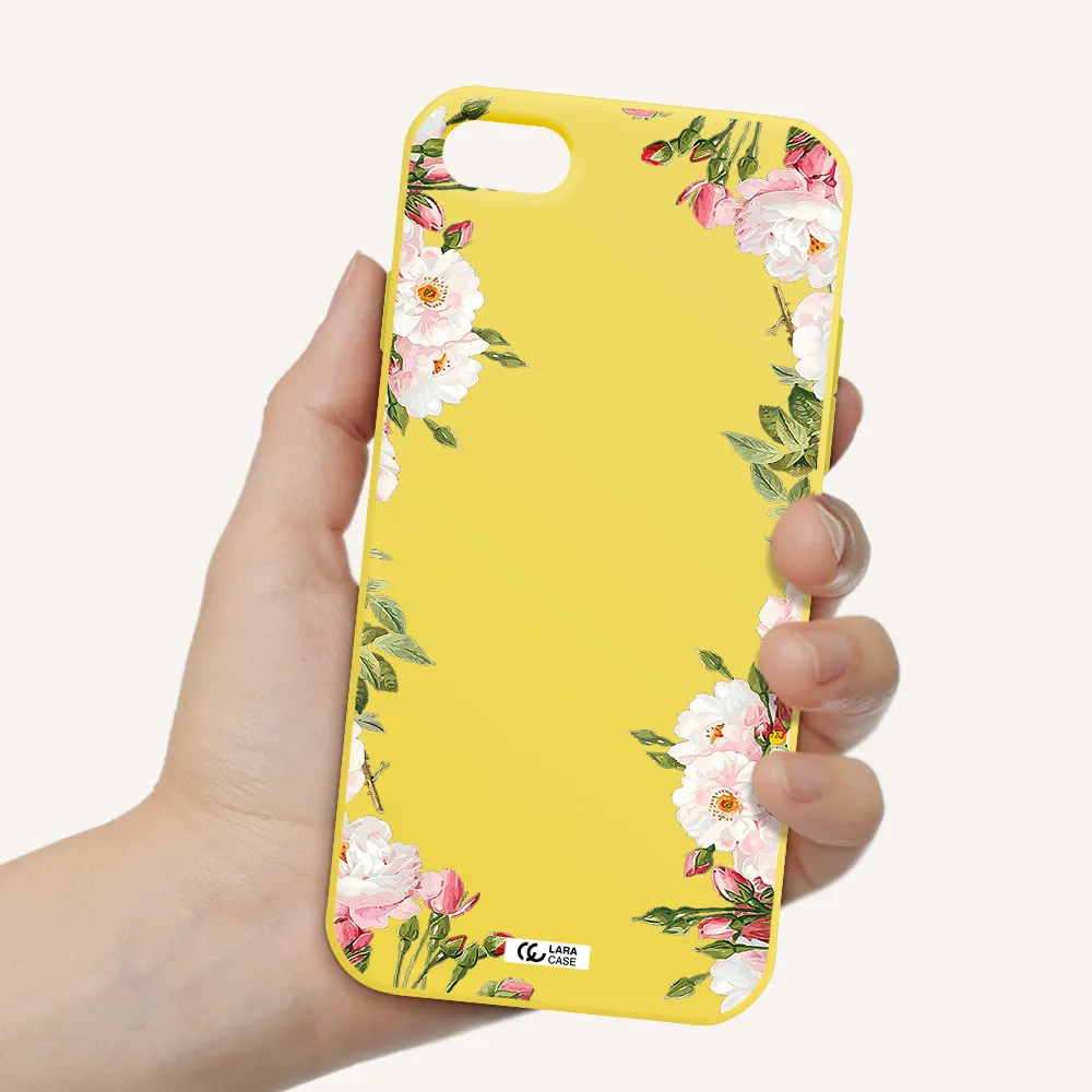 Watercolor Floral Frame Apple iPhone 8 Silicone canary yellow Case