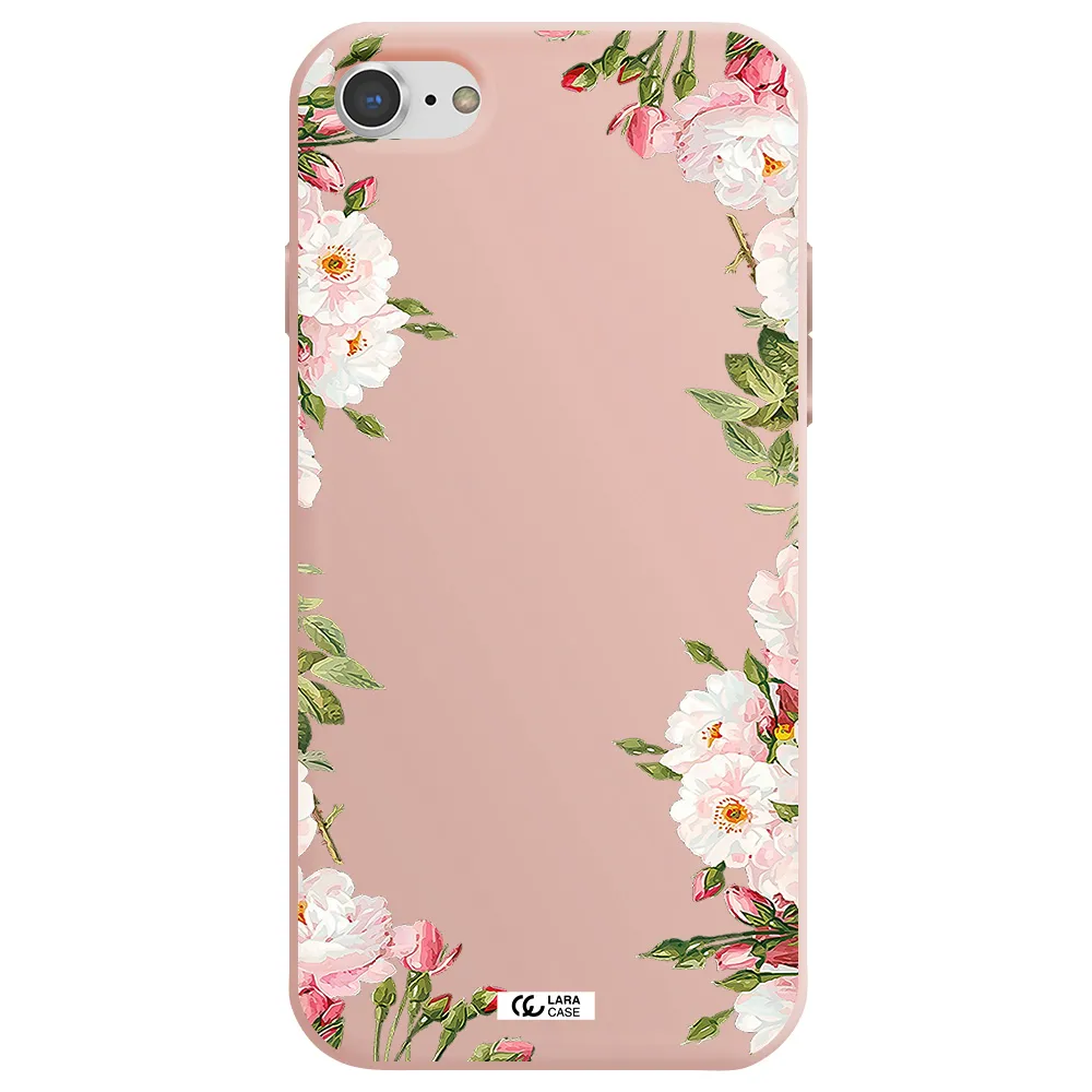 Watercolor Floral Frame Apple iPhone 8 Silicone pastel pink Case