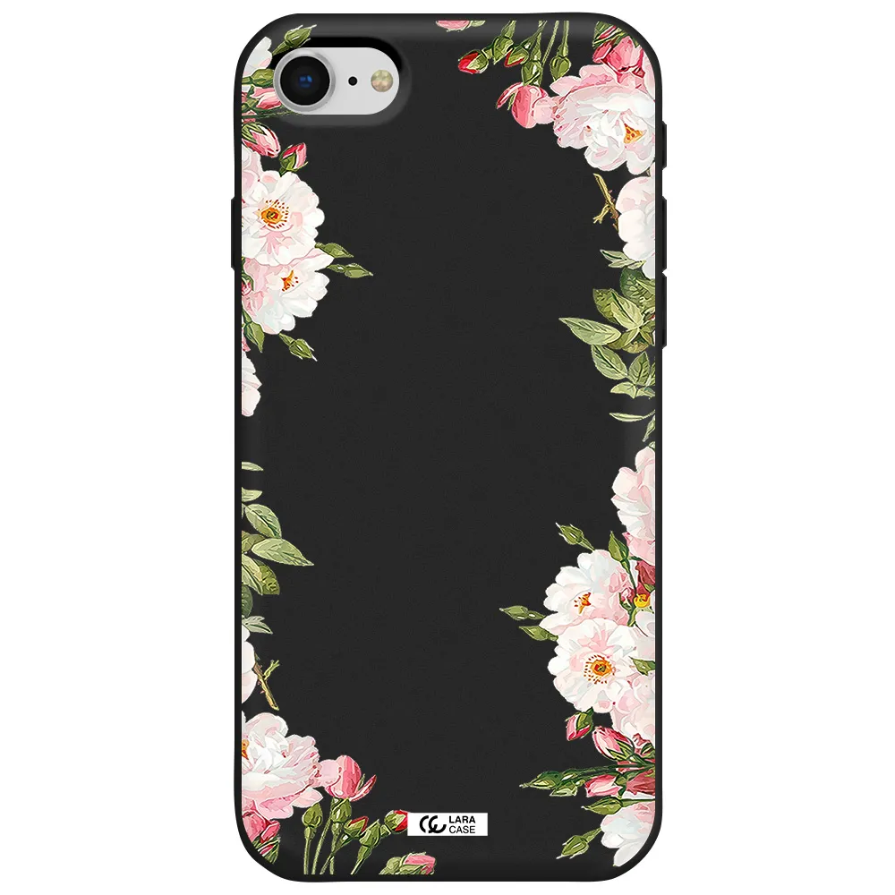 Watercolor Floral Frame Apple iPhone se 2020 Silicone black Case