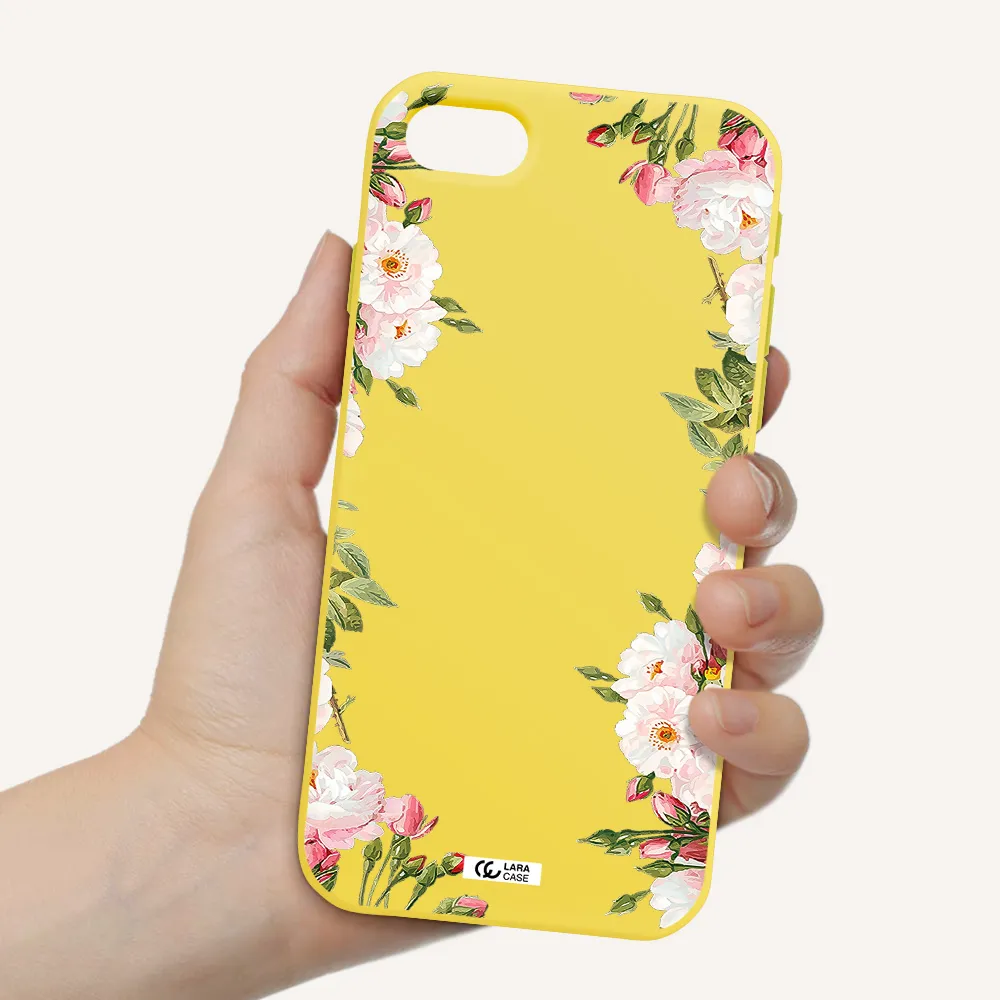 Watercolor Floral Frame Apple iPhone se 2020 Silicone canary yellow Case