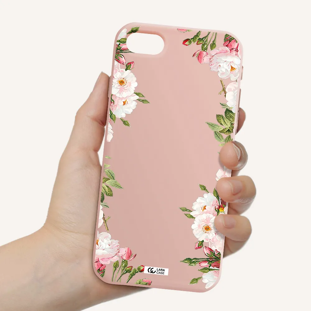 Watercolor Floral Frame Apple iPhone se 2020 Silicone pastel pink Case