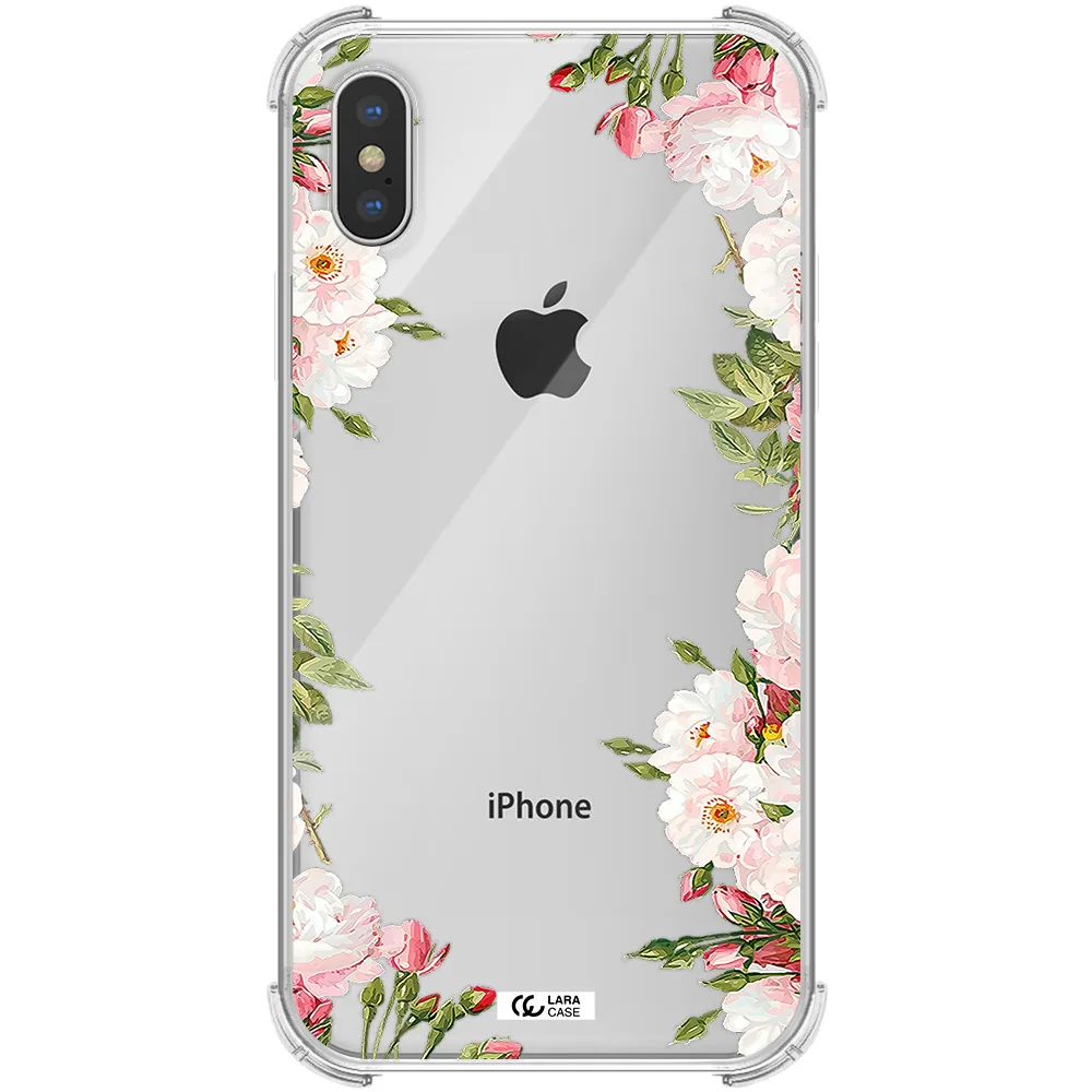 Watercolor Floral Frame Apple iPhone X Clear PC Case