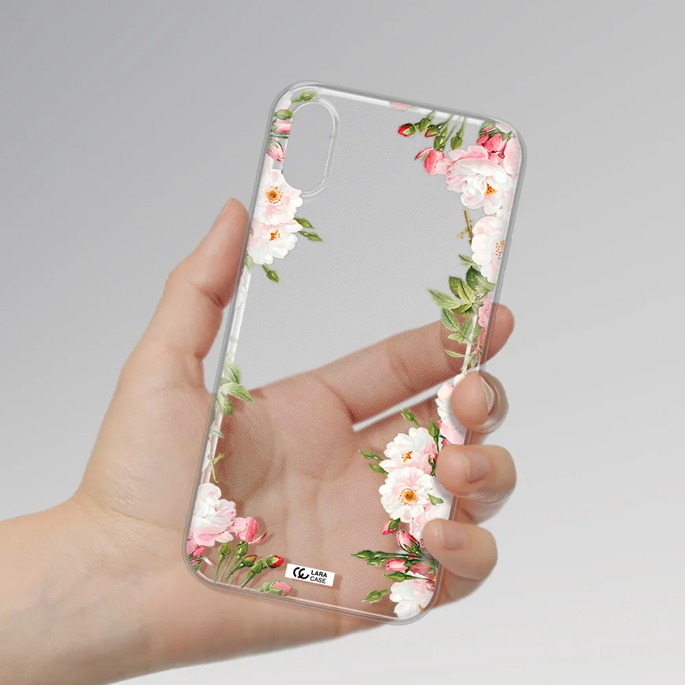 Watercolor Floral Frame Apple iPhone X Clear TPU Case