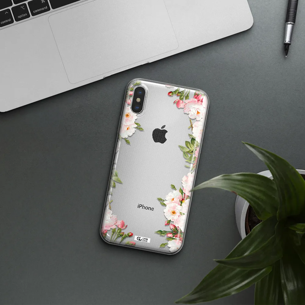 Watercolor Floral Frame Apple iPhone X Clear TPU Case