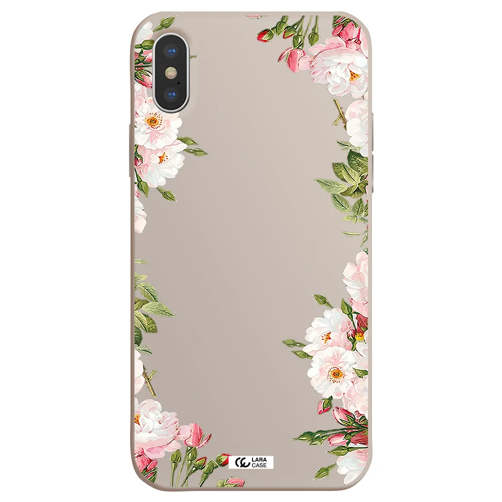 Watercolor Floral Frame Apple iPhone X Silicone Stone Case