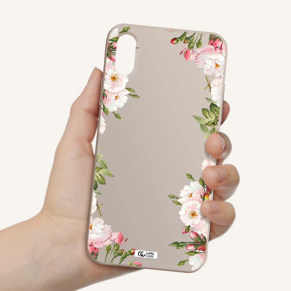Watercolor Floral Frame Apple iPhone X Silicone Stone Case