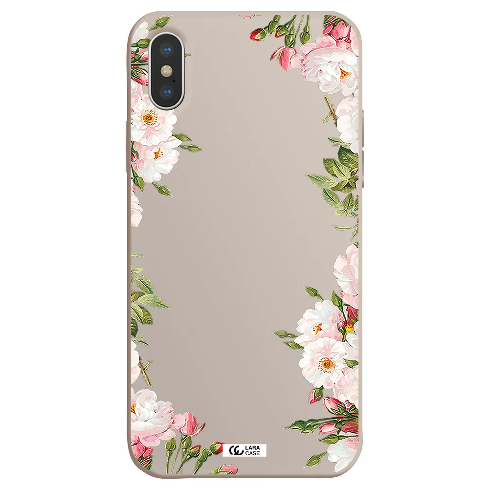 Watercolor Floral Frame Apple iPhone XS Silicone Stone Case