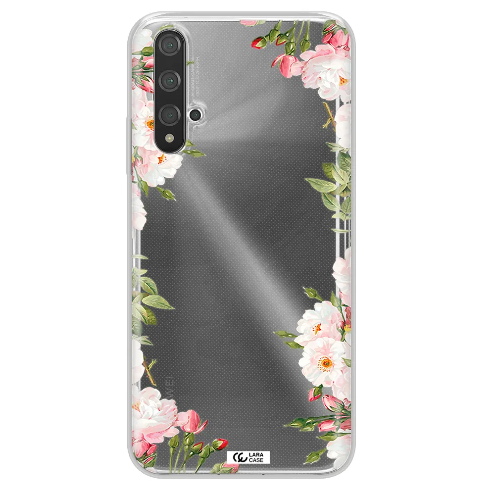 Watercolor Floral Frame Huawei Nova 5t Clear TPU Case