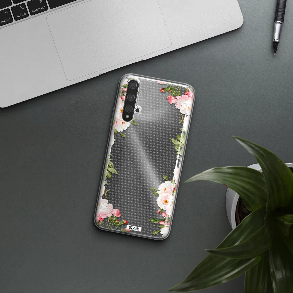 Watercolor Floral Frame Huawei Nova 5t Clear TPU Case