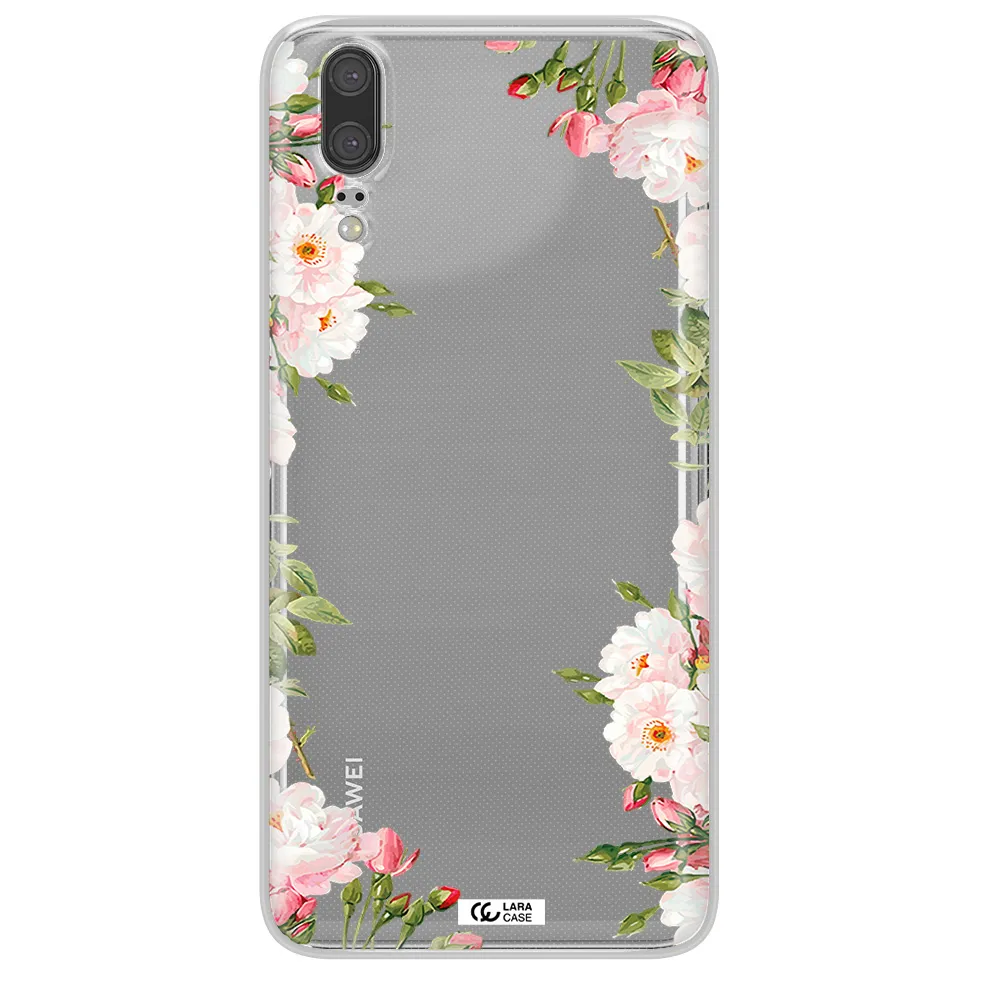 Watercolor Floral Frame Huawei P20 Clear TPU Case