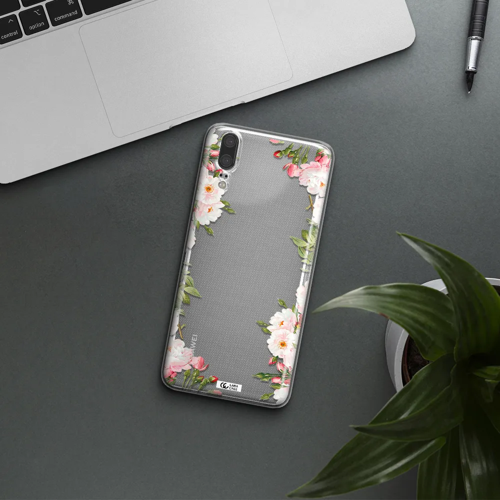 Watercolor Floral Frame Huawei P20 Clear TPU Case