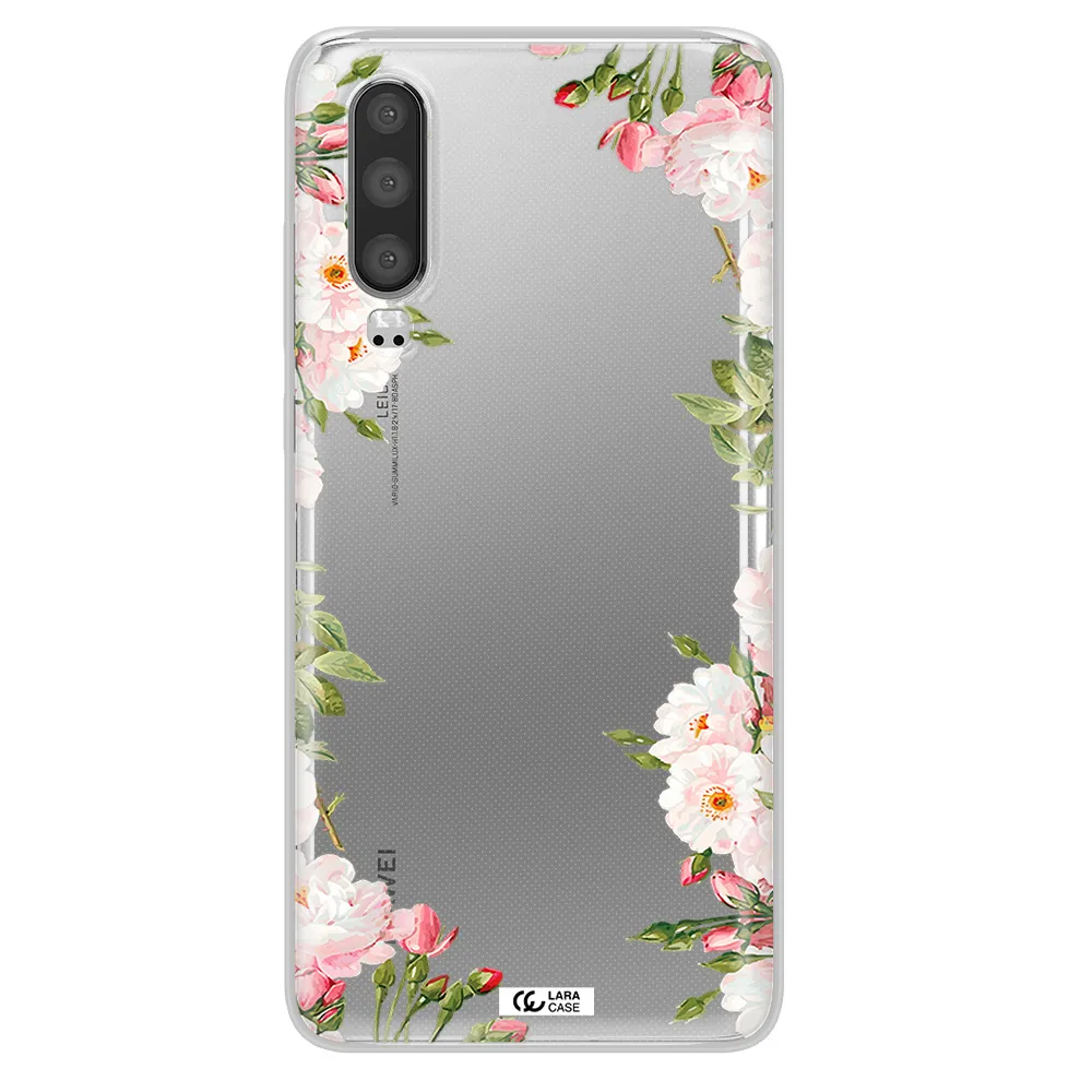 Watercolor Floral Frame Huawei P30 Clear TPU Case