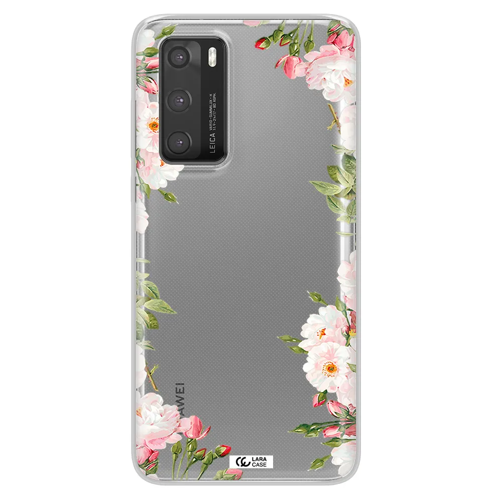 Watercolor Floral Frame Huawei P40 Clear TPU Case